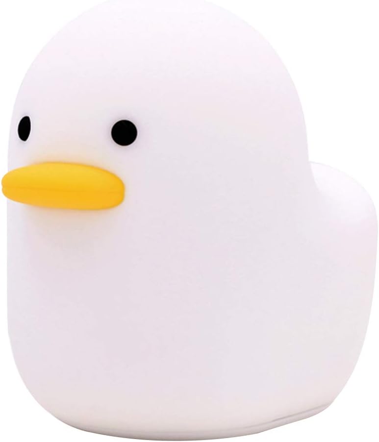 LED Night Light Lamp, 1pc USB Rechargeable Patted Silicone Night Light Duck Shape Design Cartoon Table Lamp USB Charging Desk Lamp for Home (3W White)