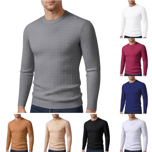Cambkatl Men's Crewneck Pullover Sweaters Slim Fit Stretch 2025 Fall Winter Long Sleeve Knitted Casual Sweater Tops2