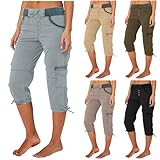 Pantalones Casuales, Pantalones Cargo Multiusos para Mujer, de Largo 3/4, Informales, de Corte Regular, para Senderismo, Caminatas y Actividades activas.