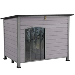 Aivituvin Large Dog House Outdoor Indoor Weatherproof Dog House for Small Medium Large Dogs with Unique All Around Iron FrameRaised FeetGrey