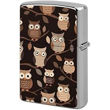 Cute Brown Cartoon Owls Lighter Case, Personalized Metal Lighter Sleeve, Double-Sided Lighters Cover for Standard Lighters, Stylish & Unique Idea