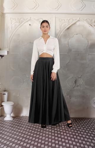 Image of JYESHTA Women's American Crepe Flared A Line Stitched Long Skirt with 12 Mtr Flare 40 in Height | Skirts for Women Long Length | Long Skirts for Girls