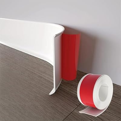 Flexible Baseboard Molding Trim, 4 Inch X 20 Feet Self Adhesive Vinyl Wall Base Moulding Trim, Peel and Stick Rubber Wall Base Cove Base, White