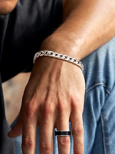 Pulsera Cadena Link para Hombre Acero Inoxidable 8.3 Pulg miniatura 3
