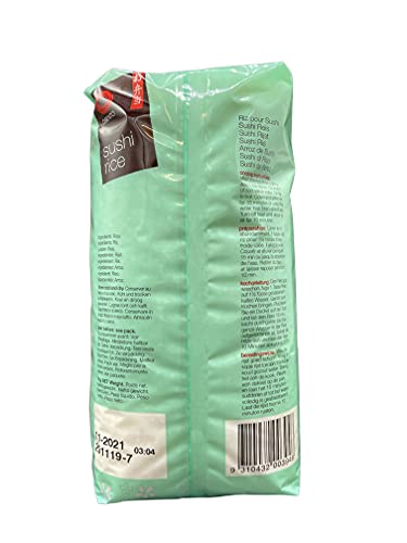 Obento Sushi Reis, Klebreis für Nori-Rollen und andere japanische Sushi Spezialitäten, 1kg (1er Pack)