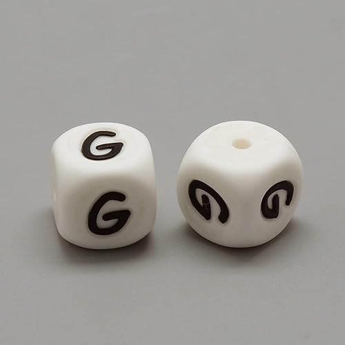 Miniatura 2 de 10 cuentas de cubo de silicona de la letra G, cuentas sueltas cuadradas de silicona, cuentas del alfabeto, 0.472 x 0.472 x 0.472in, letras vocales