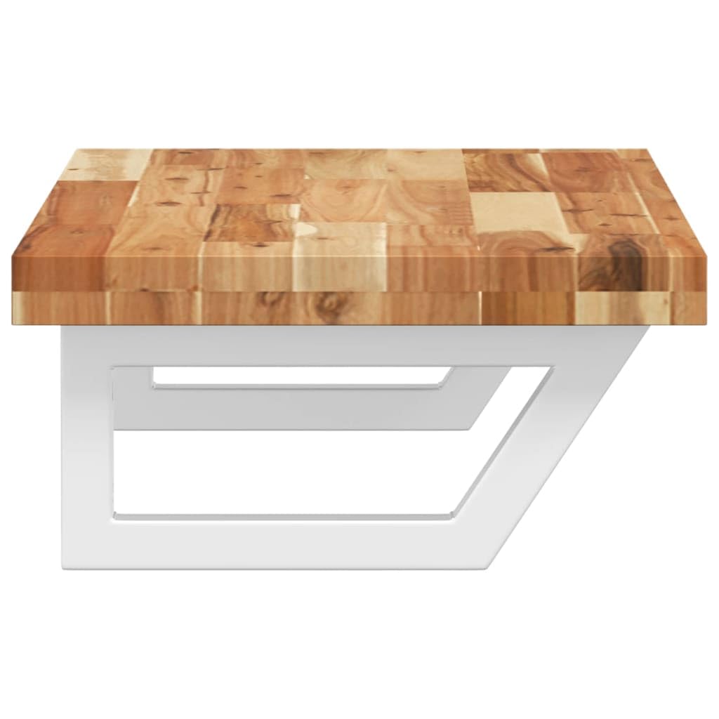 Scaffale per lavandino, montaggio a parete, in acciaio e legno di acacia massiccio, 100 x 40 cm, con supporti trapezoidali per bagno, salvaspazio, robusto, spazio per riporre e tenere in