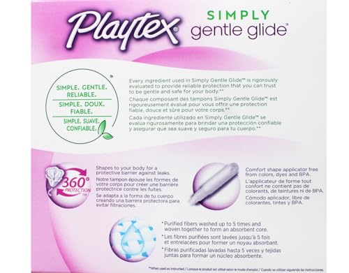 Image of Playtex Gentle Glide Tampons with Triple Layer Protection, Super Plus, Unscented - 36 Count (Pack of 2)