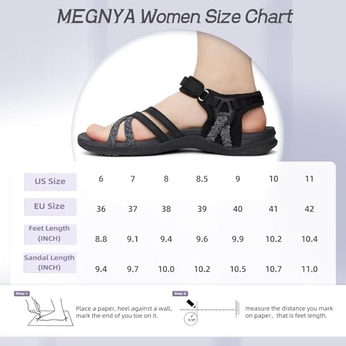 MEGNYA Comfortable Hiking Sandals, Lightweight Rubber Outsole Walking Slides for Camping, Summer Sports Sandals with Adjustable Hook Loop Straps Size 7.5 by MEGNYA - Used condition - Image 7