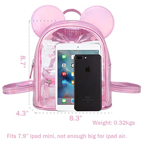 Cutest Cartoon Toddler Polkadot Bow Mouse Ears Bag Mini Clear Fashion Shoulder Backpack For Teen Little Girl Women (Clear) #TOP2