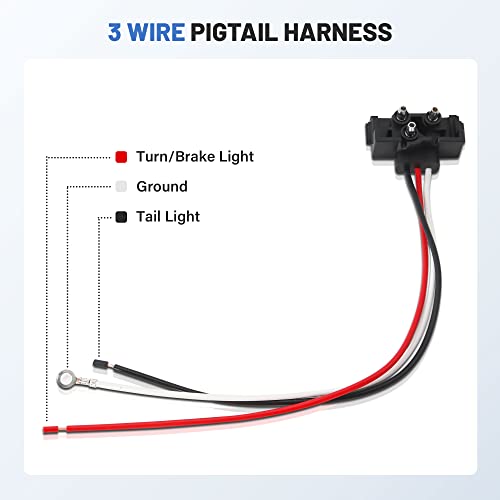 Image of Oyviny 8PCS 3 Pin Trailer Light Connector, Right Angle 3 Wire Pigtail Harness 20AWG for Truck Trailer Stop Turn Tail Brake Backup Light, Fit with Sealed 4 inch Round & 6 inch Oval Lights