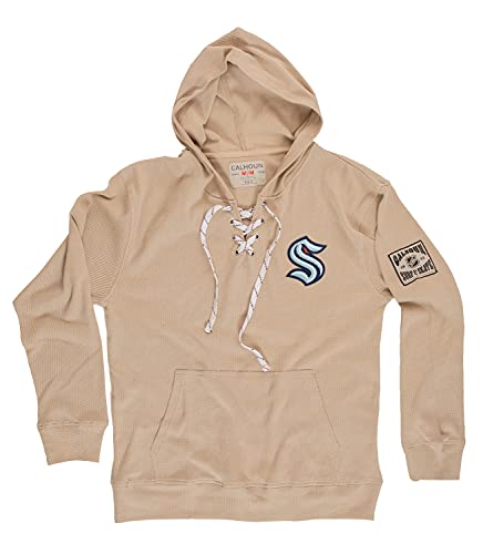 Calhoun NHL Surf & Skate Unisex Loose Fit Waffle Pullover Hoodie The Coastal Collection (Seattle Kraken Large)