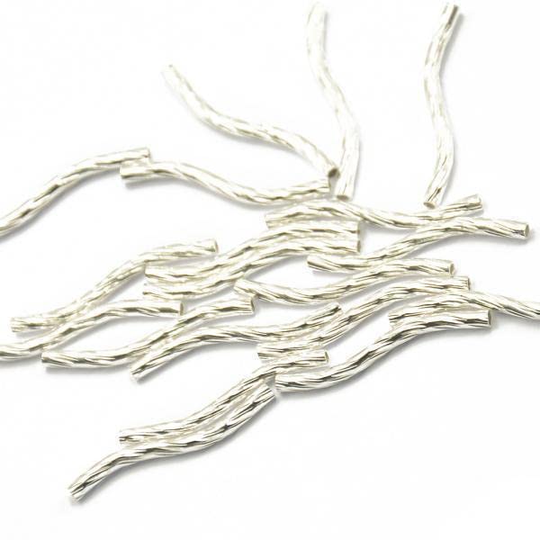 SNAPPSY 5x50pcs Silver White Engraved Pattern Tube Swirl Noodle Beads Jewelry Making-picture-5