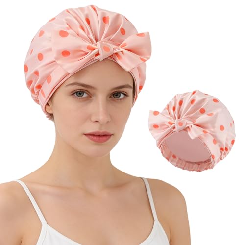 HAGOT 1 Stücke Duschhaube Damen Elastische Duschkappe Wasserdichte Duschhauben Wiederverwendbare Dusche Kappen für Mädchen Frauen Damen Salon