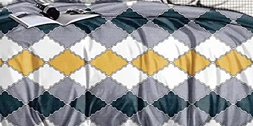 Image of Cotton Feel All Around Elastic Fitted Bedsheet Set for Double Bed Queen Size with 2 Pillow Covers (60 inch x 78 inch inches, MultiDiamond)