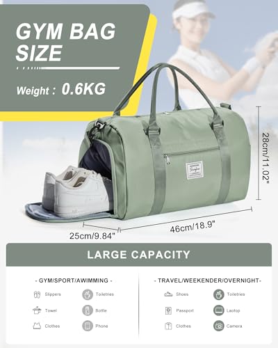 Image of Gym Bags Womens Mens with Shoes Compartment and Wet Pocket Travel Duffel Bags for Women for Plane Sport Gym Tote Bags with Toiletry Bags Waterproof Weekend Overnight Carry on Bag Hospital Holdalls