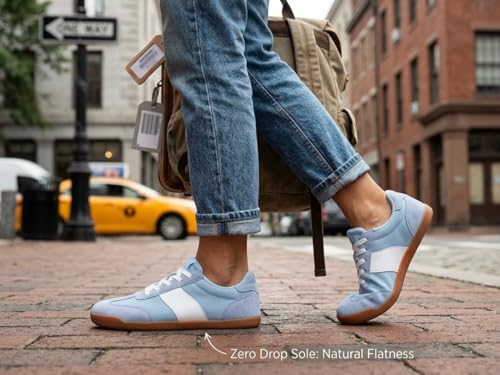 Image of WHITIN Women's Wide Toe Box Barefoot Shoes | Fashion Suede Patchwork Design | Zero Drop Sole