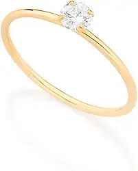 Anel solitário folheado a ouro - Branco - 513053 - Rommanel Cor:Branco;Tamanho:20