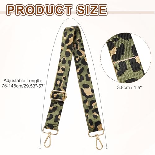 Sangles de rechange léopard vert foncé chic avec boucle dorée pour sac - 2