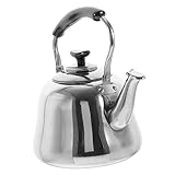 DINHEAROM Zwitschernder Wasserkocher edelstahlkanne edelstahlwasserkocher tekanne cafepads kaffeekessel Und pfeifen für Pfeifkessel Teekessel mit Verbrühschutzgriff Rostfreier Stahl Silver