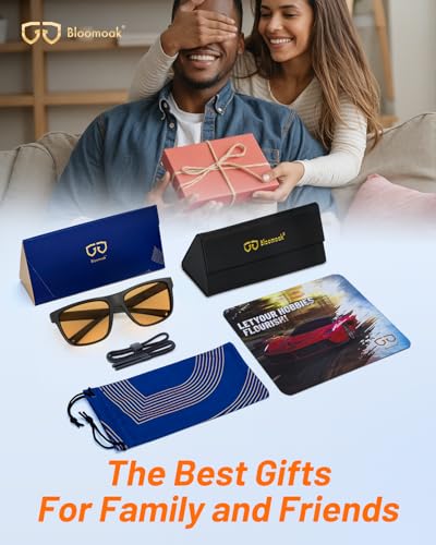 Image of Bloomoak Orange Blue-Light Glasses, 99% Filter Lens Sleep, Dual-AR Anti-Glare UV400, Headset-Friendly Straight Temples /XL
