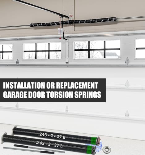 Garage Door Torsion Spring Set, Pair of 2" Electrophoresis Coated Garage Door Spring Replacement with 2 Non-Slip Winding Bars and Bearing, Minimum 16000 Cycles (.243x2x27) by YINKCO - Used condition - Image 7