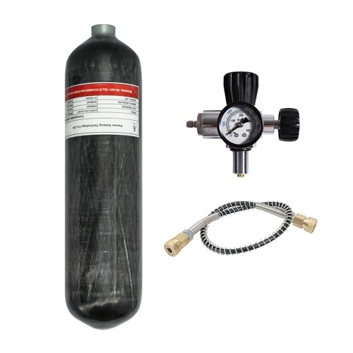 TUXING Universal 3L 4500psi Carbon Fiber Air Tank(Empty Bottle)& Paintball Fill Station with Valve Regulator Gauge for PCP Game