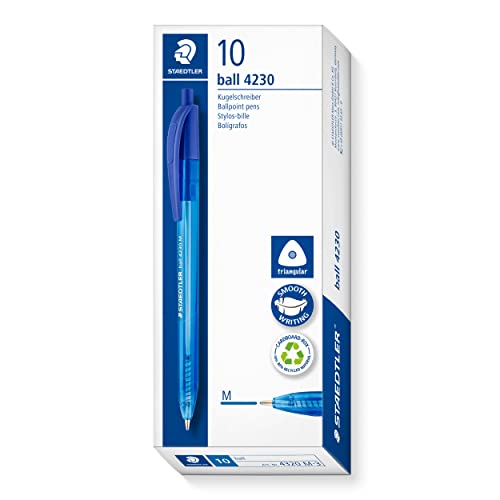 STAEDTLER 4230 M-3 - Penna a sfera retrattile, confezione da 10, colore: Blu