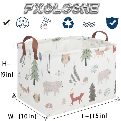 Image of FXOLCSHE Rectangular Animals Basket,Waterproof Storage Bin for Bedroom,Nursery Hamper,Storage Bin for Boys Room Decor,Gift Basket,Animal Room Decor(Animals)