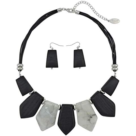 BOCAR Wooded Resin Necklace Earring Set Cover