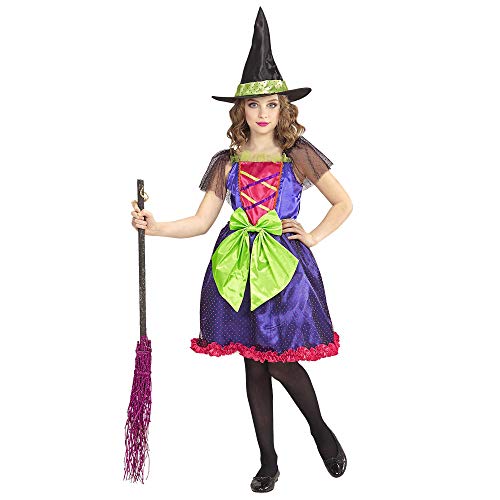 W WIDMANN MILANO Party Fashion - costume de sorcière pour enfant, robe, chapeau, magicienne noire, Halloween, carnaval