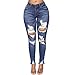 Produktbild Vectry Jeans Damen Slim Fit Skinny Fit Jeans Jogger Push Up Ankle Straight Leg Mit LöChern Stretch Denim Relaxed Hose Aufnäher Hosen, Loch Destroyed Leggings Bleistifthosen Jeanshosen(Blau,L)