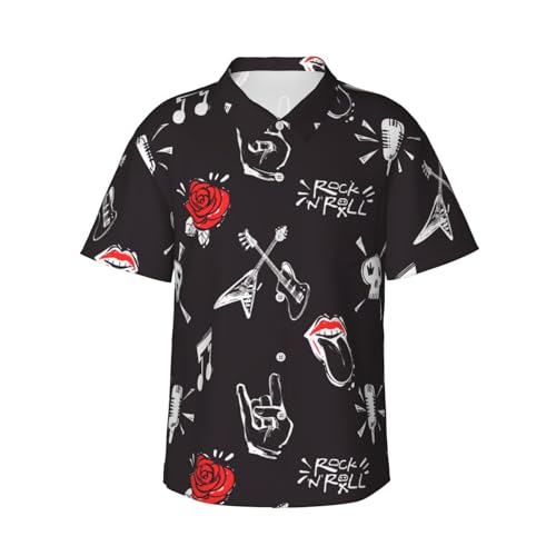 Mens Hawaiian Shirts Rock Roll Rocknroll Signs Summer Beach Shirt