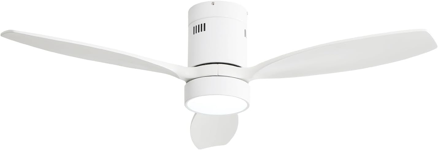 52 Inch Indoor Outdoor Ceiling Fan Solid Wood Fan Blade Noiseless Reversible Motor Remote Control with Light