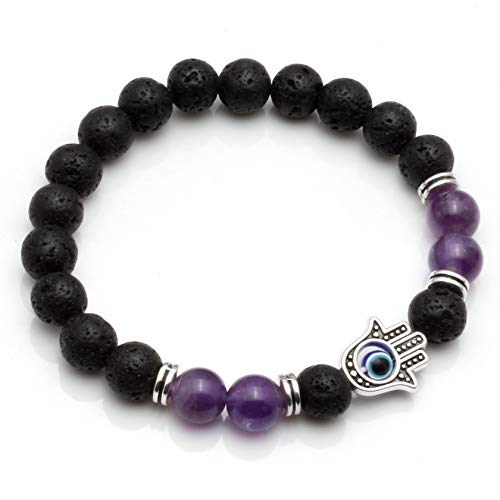 Milakoo 7 Pcs Evil Eye Bracelet Lava Stone Beads Essential Oil Diffuser Bracelet For Men Women #TOP5