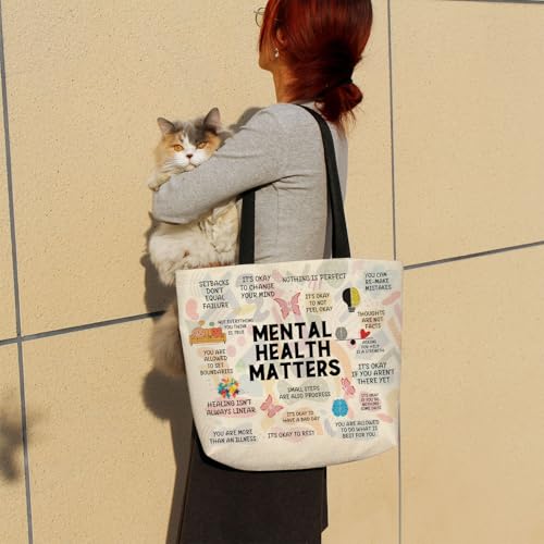 Bolso tote 'Mental Health Matters' estético y ligero, con bolsillo interior con cremallera, lavable, ideal como regalo para mujeres y amigas miniatura 2