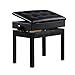 Sedile per Pianoforte Regolabile Deluxe Imbottito a Due Piani - Sgabello in Pelle Senza Schienale con Scomparto portaoggetti, Sedia per Pianoforte elettrica in Solida Costruzione in Legno du