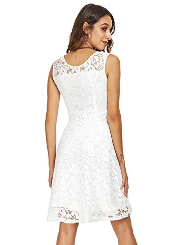 Image of Atnlewhi Womens Vintage Lace Floral Off Shoulder Elegant Swing Dresses A-line Mini Dress for Party Cocktail Wedding