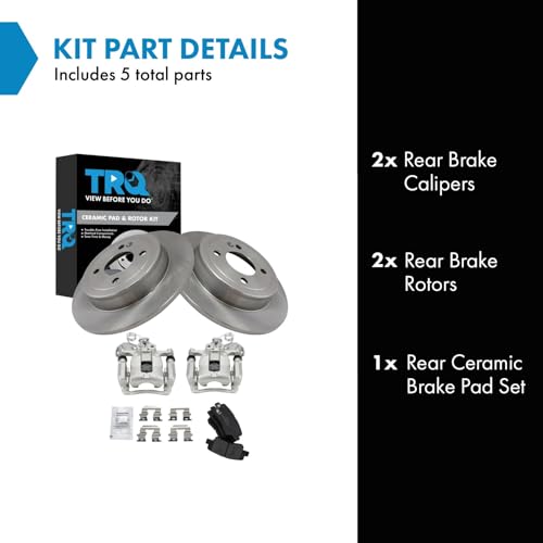 Image of TRQ Rear Brake Pad & Rotor Kit Ceramic Compatible with 2012-2017 Kia Rio