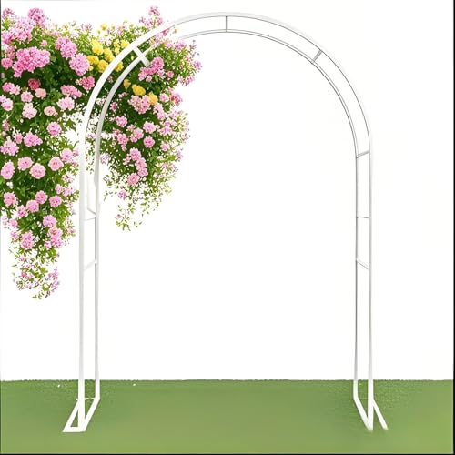 Gartenbogen aus Metall, stabiler Rosenbogen für Hochzeiten im Freien, vertikales Rankgitter für Kletterpflanzen, erhältlich in 1,2 m, 1,8 m, 2 m und Breiten, weißes Finish, 120 cm B x 220 cm H
