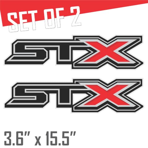 Image of GOLD HOOK STX Decals Compatible with Ford F-150 2017-2026 - Diamond Series - Black & Red Diamond Finish - Set of 2