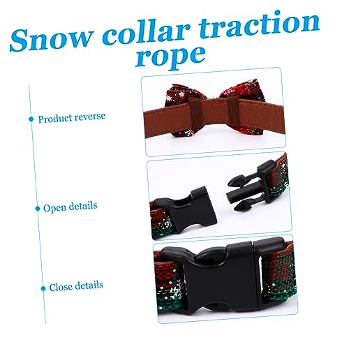 Collar ajustable de copo navideño de dos piezas con correa para perro 5