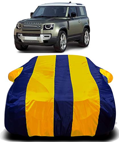 Image of Waterproof Car Body Cover Compatible for Land Rover Defender Car Cover Dust Proof Cover Protects from Rain and Sunlight | Yellow Stripes