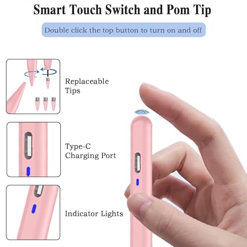 Image of Universal Magnetic Stylus Pen for iOS /Android,Rechargeable Touch Screen Pen for Drawing&Writing Tablet Stylus for iPhone /Samsung /XiaoMi /Huawei /Vivo /Lenovo and Other Android Device-Pink