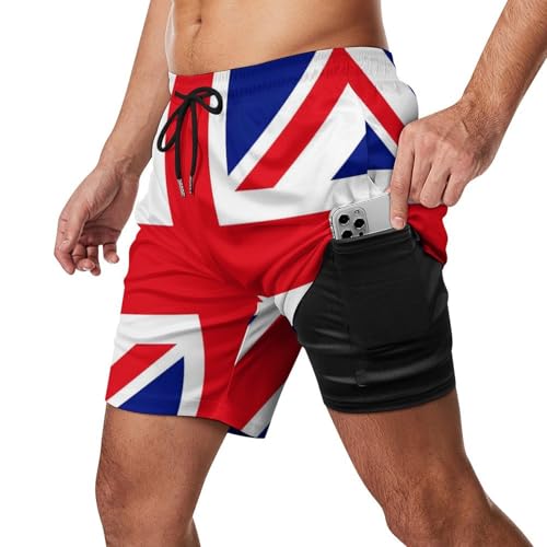 British Flag Men's Swim Trunk Quick-Dry Shorts with Mesh Lining And Pockets