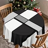 ARTSGOO Nappe de Noël Ronde 152 cm – Nappe d'extérieur résistante aux intempéries pour Noël, Cuisines et salles à Manger Noir et Blanc Motif