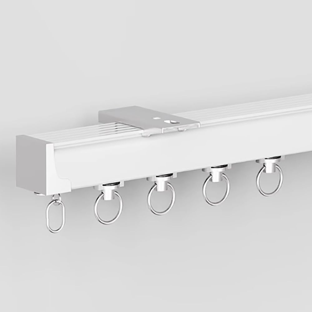 Séparateur de pièce avec rail de rideau réglable en aluminium blanc