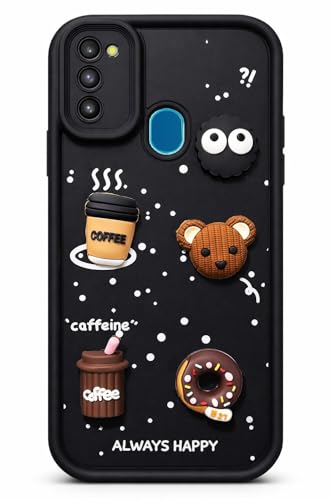 Image of Bintage Cute Fun Taddy| 3D Ball Bear| Donut| Coffee Rubber Case Camera Protection Back Cover Compatible for Samsung Galaxy M30s - Black