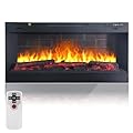 42" Electric Fireplace Wall Mounted and Freestanding Fireplace with Remote Control, 1500W Fireplace Heater and Linear Fireplace with Timer, Adjustable Flame Color and Speed, Faux Brick for Indoor Use
