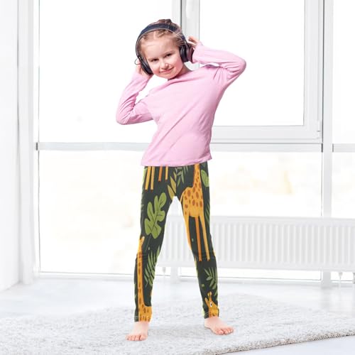 Toddler Girls Leggings Printed Yoga Pants Leggings Giraffe Leaves Hand Drawn for Kids4